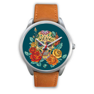 Skull with Roses Silver Watch - doctorlukeshop