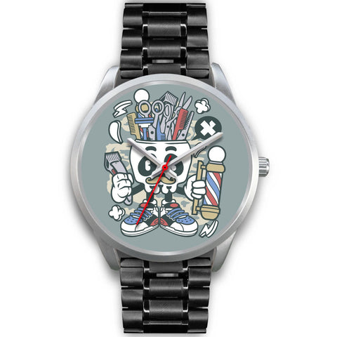 Image of Barber Skull Silver Watch - doctorlukeshop