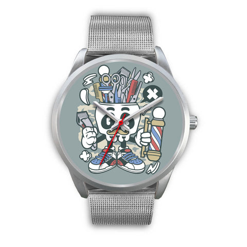 Image of Barber Skull Silver Watch - doctorlukeshop