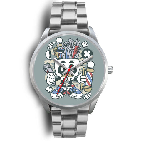 Image of Barber Skull Silver Watch - doctorlukeshop