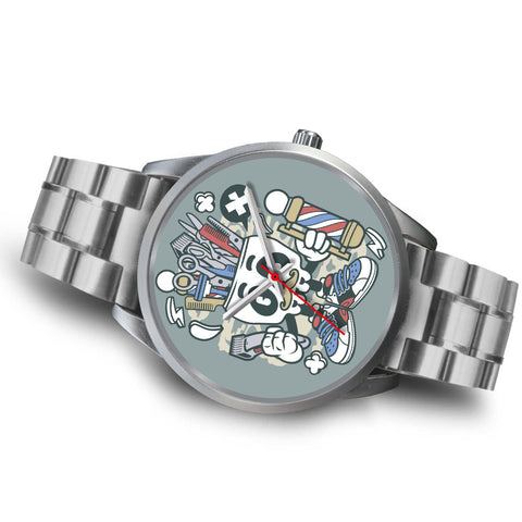 Image of Barber Skull Silver Watch - doctorlukeshop