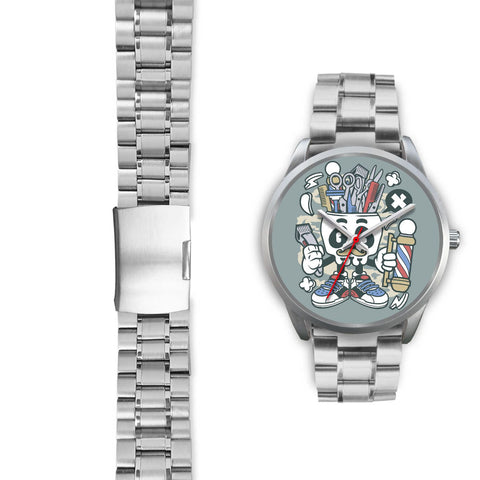 Image of Barber Skull Silver Watch - doctorlukeshop