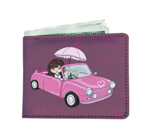 Girl with Dog Ride Pink Car - doctorlukeshop