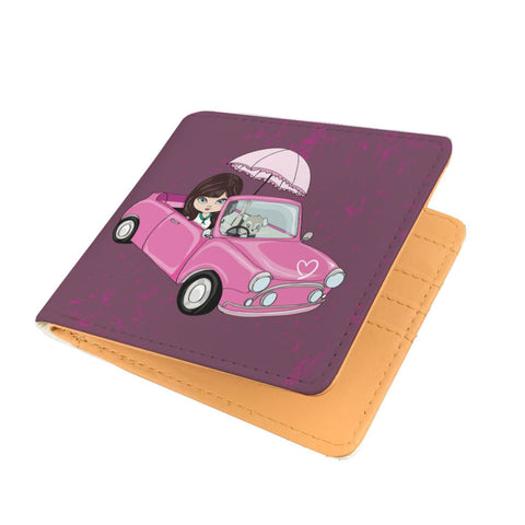 Image of Girl with Dog Ride Pink Car - doctorlukeshop