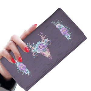 Skull with Violet Flowers Long Wallet - doctorlukeshop