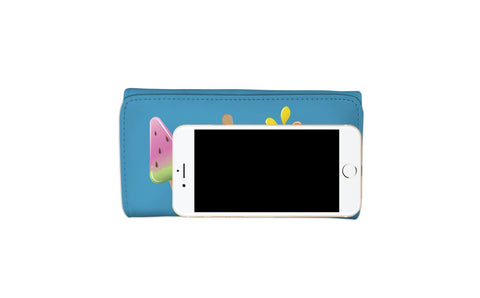 Image of Cute Ice Cream Blue Long Wallet - doctorlukeshop