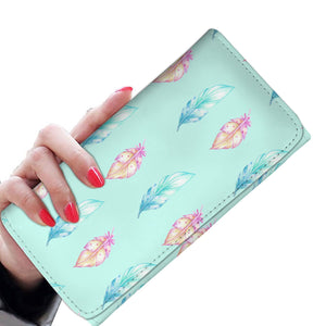 Feathers Light Green Long Wallet - doctorlukeshop