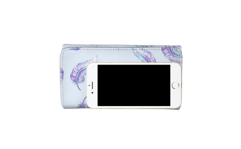 Image of Blue Feathers Long Wallet - doctorlukeshop