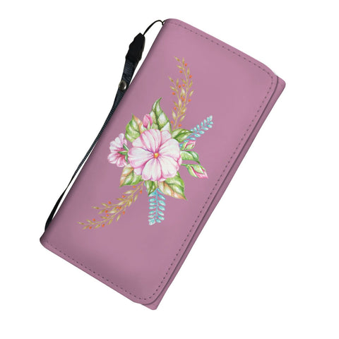 Image of Flowers Dark Pink Long Wallet - doctorlukeshop