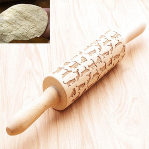 Wooden Pattern Cat Rolling Pin - doctorlukeshop