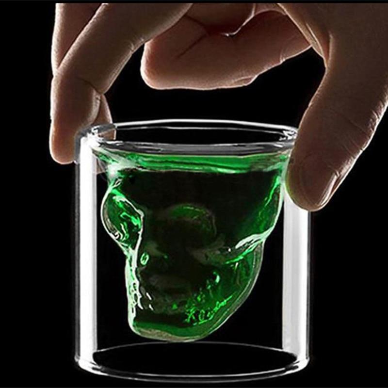 Glass Skull Double Shot Glasses - Set of 2